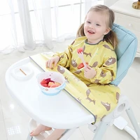 newborn long sleeve bib coverall with table cloth cover baby dining chair gown waterproof saliva towel burp apron food t8nd