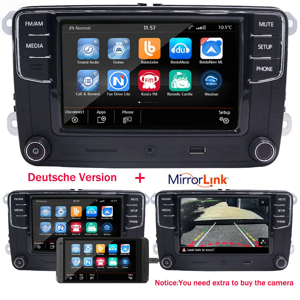 6," автомобильный стерео RCD330G+, MirrorLink, BT, USB, AUX, для VW Golf, Caddy, Polo, Passat, Tiguan