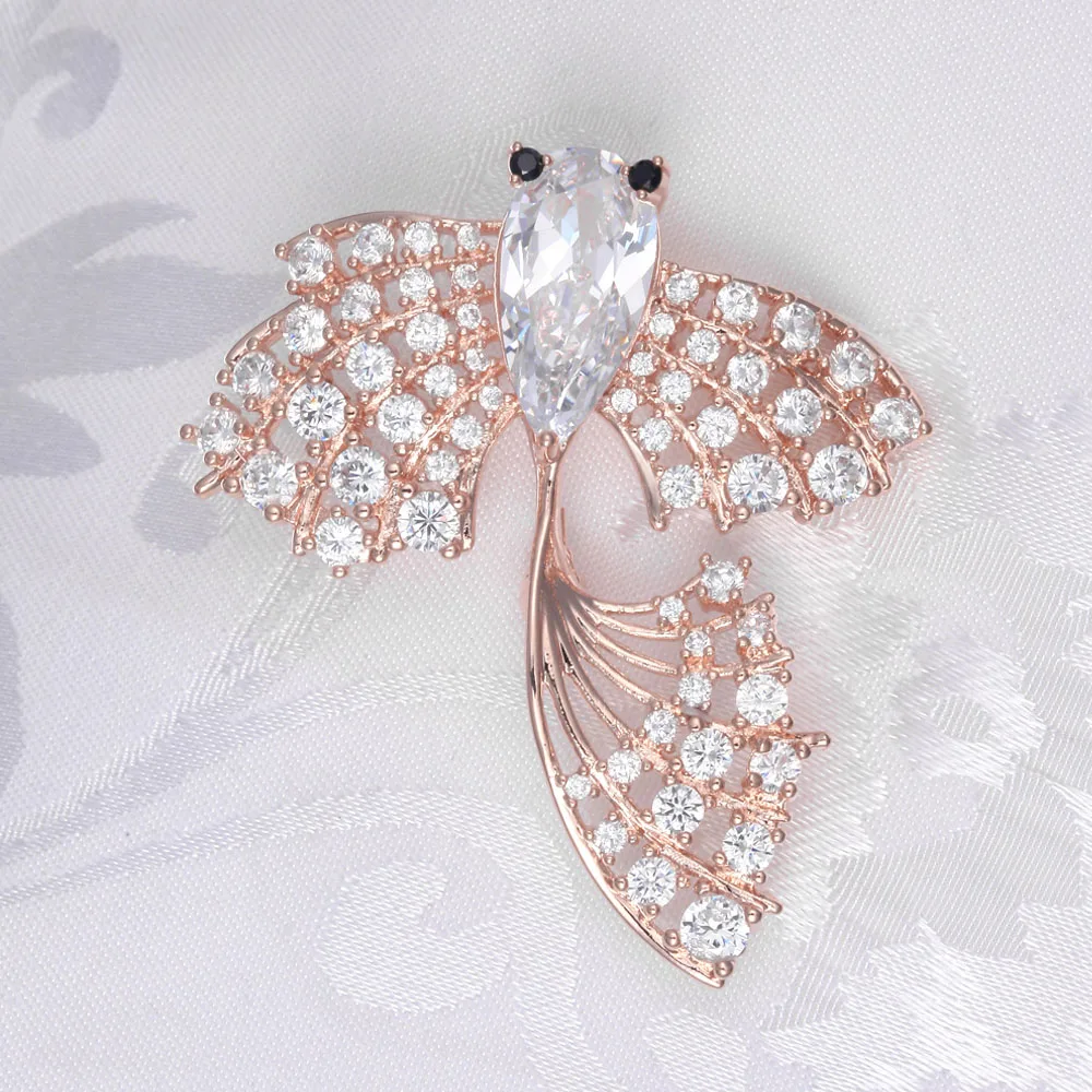 Модные высококачественные розовые брошки Золотая рыбка булавки для вечеринки