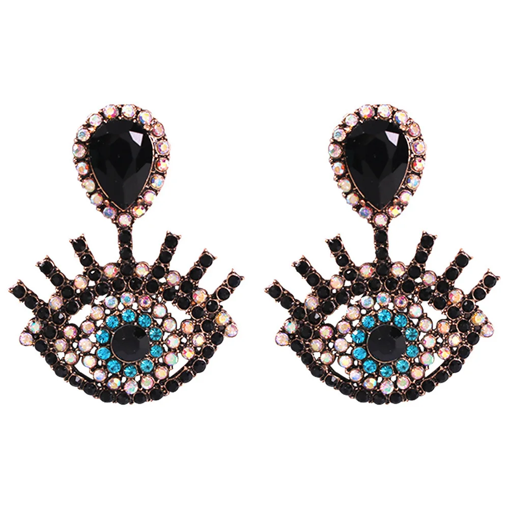 

Creative Turkish Eye Long Drop Earrings For Women Fashion Zircon Pearl Tassel Fatima Hand Dangle Earring Exaggerate Jewelry