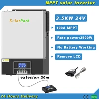 3500va 24vdc 230vac off grid hybrid pure sine inverter 5000w pv power with 100a mppt solar charger controller no battery working