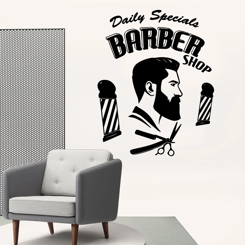 

American-Style Barber Shop Wall Stickers Modern Fashion Wall Sticker For Baby Kids Rooms Decor Mural Poster