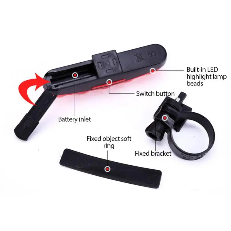 

5LED Cycling Tail Lights Bicycle Lights Long Mountain Bike Cat Eye Tail Lights Row Flashing Red Light Bicycle Accessories