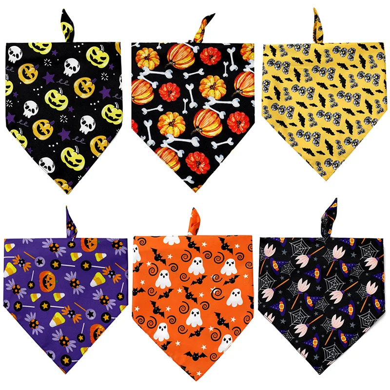 

Halloween scarf pumpkin print triangle scarf pet dog saliva towel holiday party decoration
