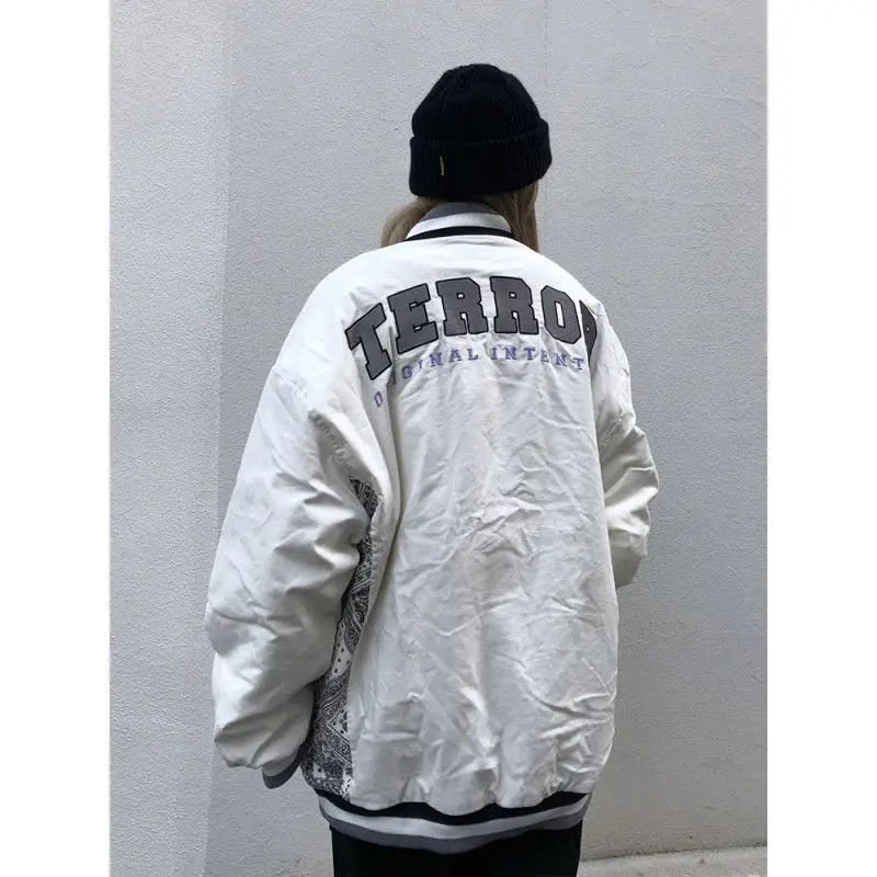 

2021 new spring and autumn women's spliced letters embroidered student baseball jacket s tide jacket
