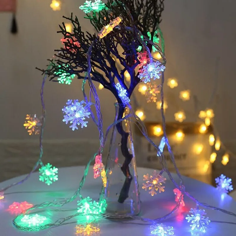 Afteryou 40/20 LED Snowflake String Light USB Operated Holiday Christmas tree  Garlands Curtain Decoration fairy Lights for home