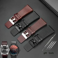 lychee grain cow leather large size watchband for diesel dz73911657 power mens leather watch strap 28 30mm 28 30mm wristband