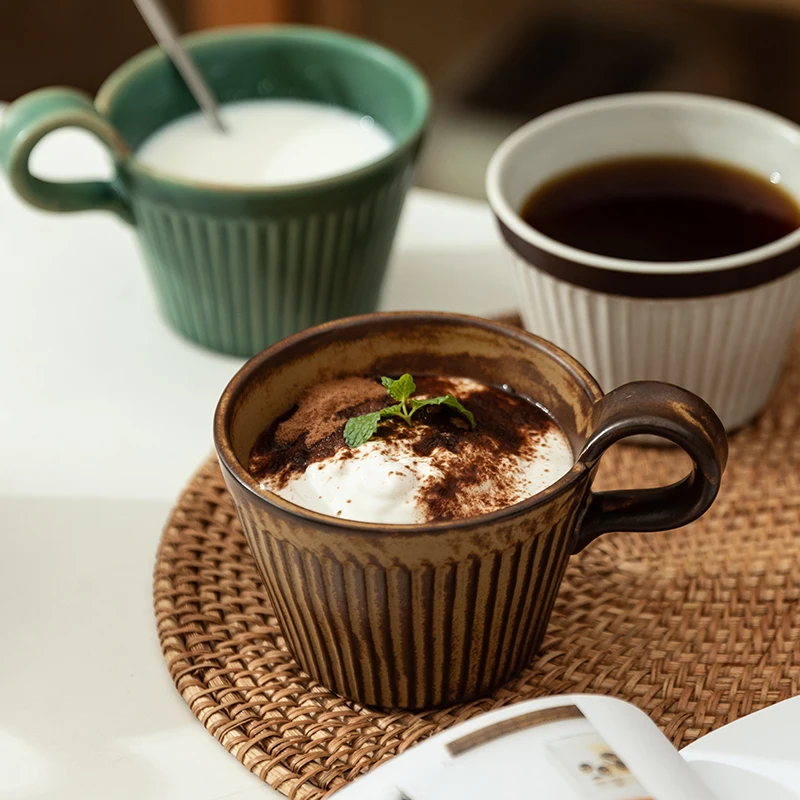 

320ml Japanese Style Retro Ceramic Mug Breakfast Oatmeal Milk Cup Home Coffee Mug Office Teacup Microwave Safe