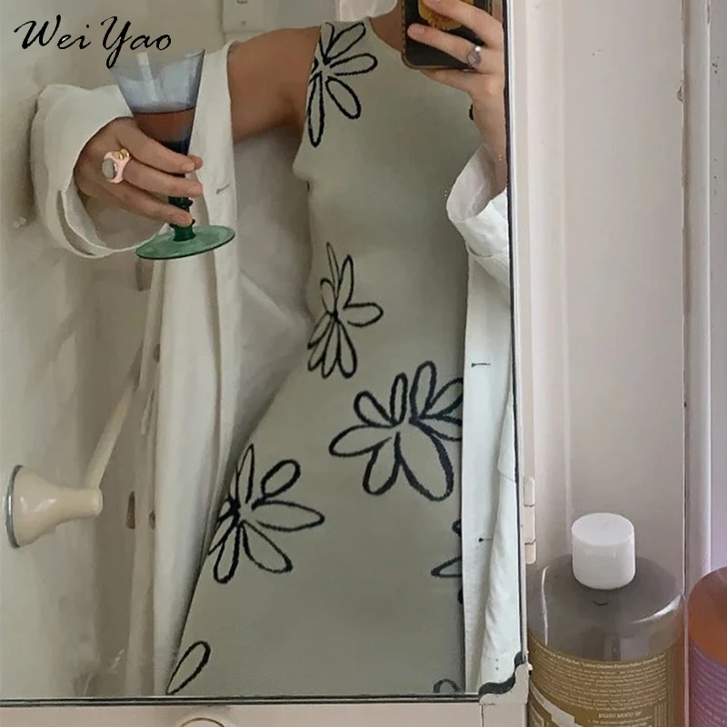 

O Neck Knitted Bodycon Dress Women Split Summer Dress Backless Sexy Midi Dresses Ladies Y2K Beach Dresses Fashion Sundress Robe