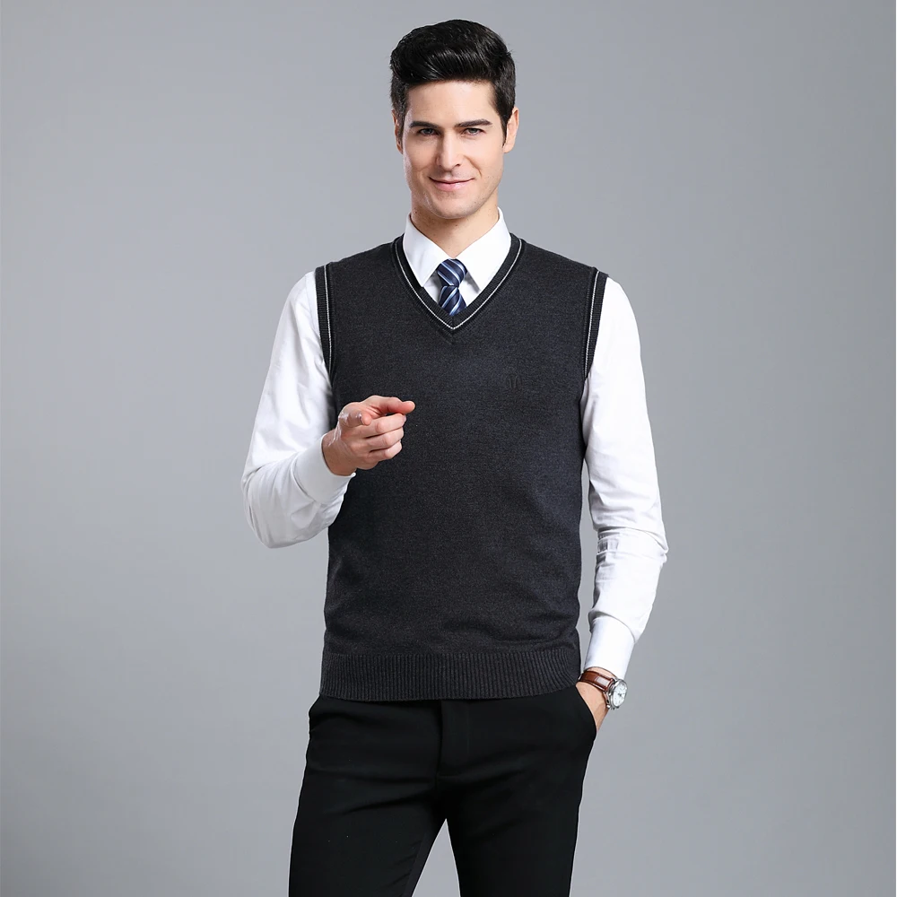 2019 Новое поступление сплошной цвет умный Повседневный свитер жилет мужские
