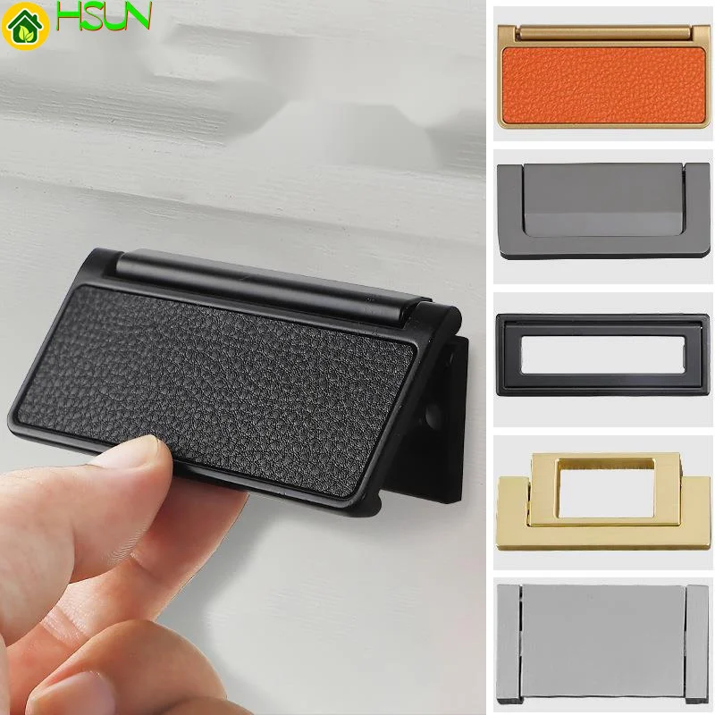 

Nordic wardrobe door exposed handle invisible drawer cabinet leather concealed handle household hardware single hole handle