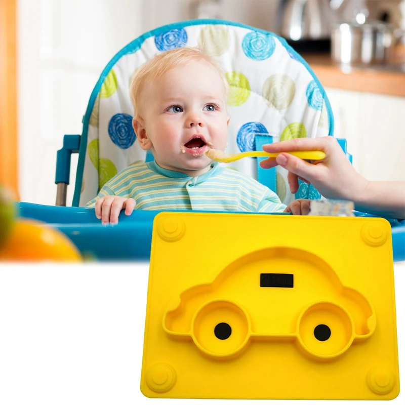 

Children's Silicone Dinner Plate Cartoon Car Style Creative Silicone Dinner Solid Color Feeding Plate