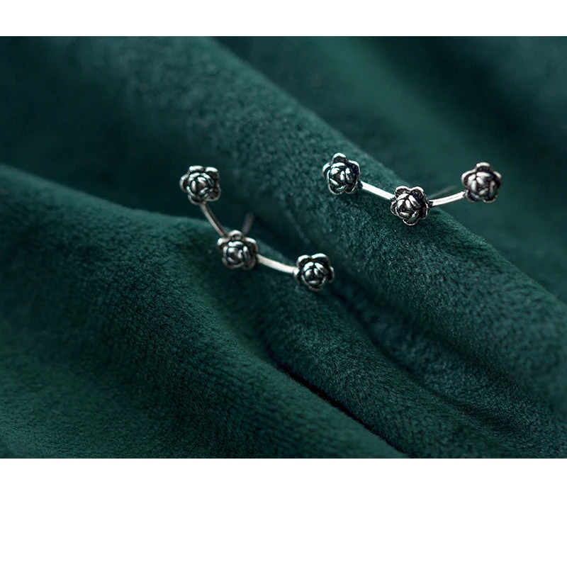 Женские серьги гвоздики из серебра 925 пробы с цветком|Серьги-гвоздики| |