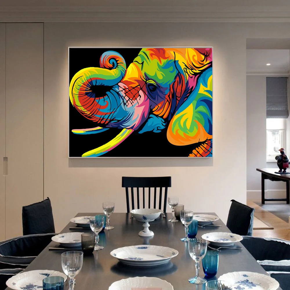 

Abstract colorful animals lion elephant and dog oil painting modern office living room corridor home decoration mural