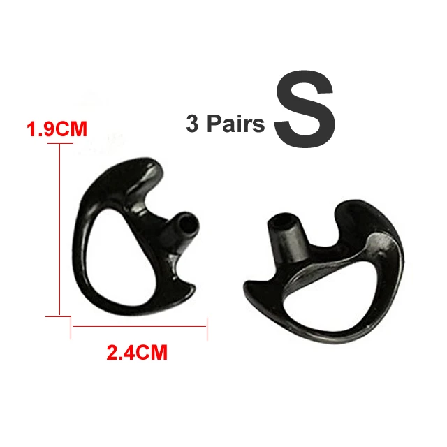 Black Small 6 шт.(3 пары) силиконовые формы для ушей в форме уха Двусторонняя радиоакустическая трубка портативная рация с наушниками аксессуары - Цвет: Black Small