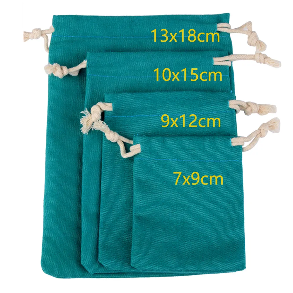 10pcs/lot Natural Cotton Bags 7x9 9x12 10x15 13x18cm Wedding Gift Candy Jewelry Organizer Packaging Bag Drawstring Sachets images - 6