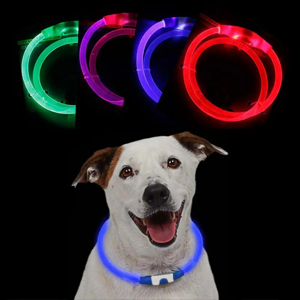 

Pet Dog Puppy Adjustable USB Rechargeable LED Light Glowing Collar Neck Strap