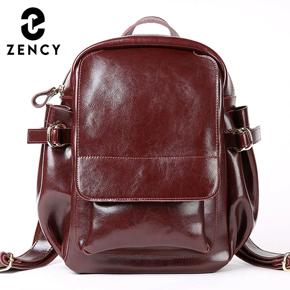Zency 2021 новая модель женский рюкзак 100% натуральная кожа большой объем зимний