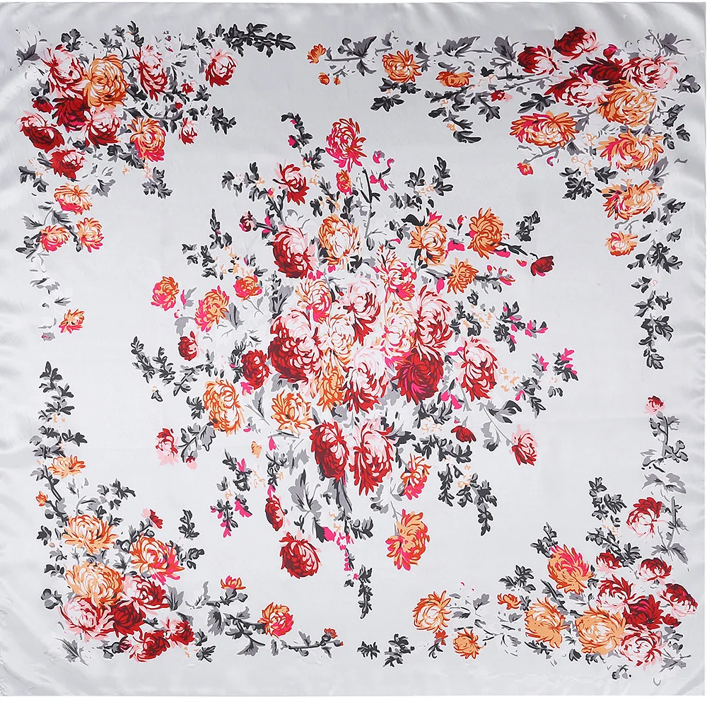 2020 новый женский большой квадратный шелковый шарф с цветочным принтом зимний