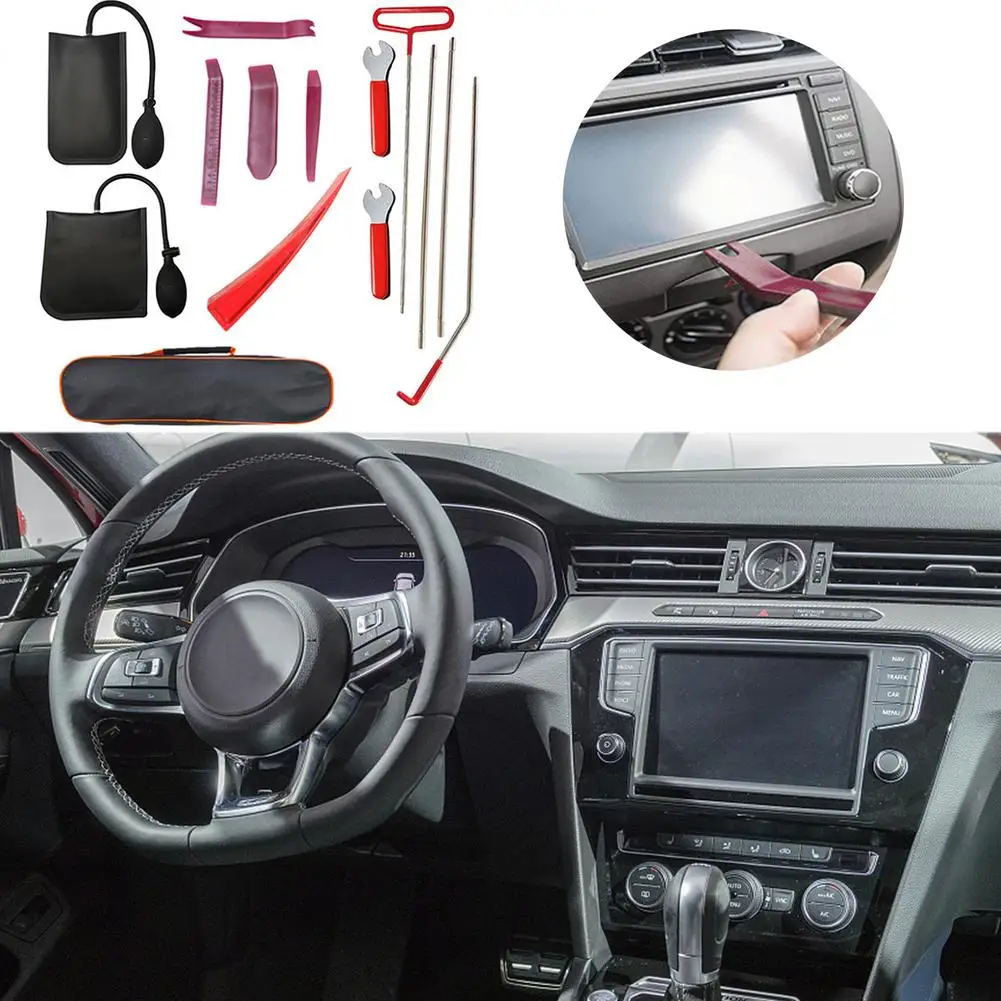 

Emergency Auto Tools Universal Car Tool Kit 18 Piece Vehicle Auto Emergency Tool Set With Long Reach Grabber Air Wedge Pump