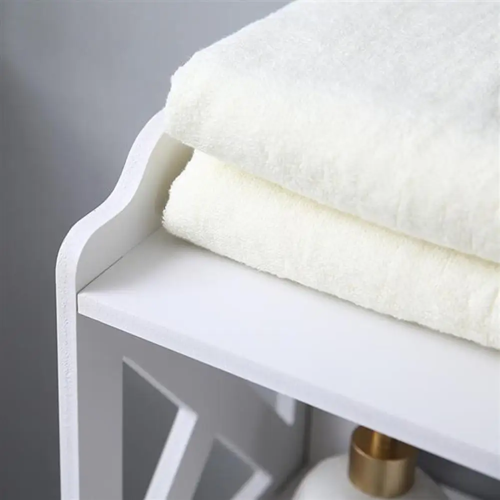 

41cm Wide Bathroom Organizer Shelf PVC Double Door Compartment Toilet Shelve Storage Rack Cabinet Drawers Wateproof Corner Shelf