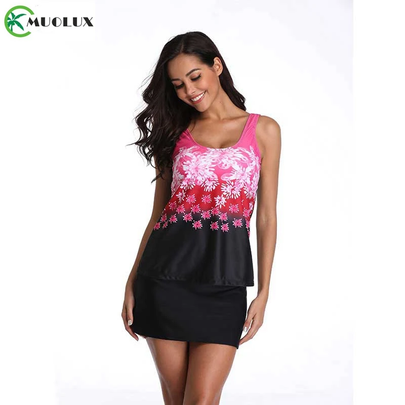 MUOLUX 2019 плюс размер женский купальный костюм танкини купальная Одежда 2 шт