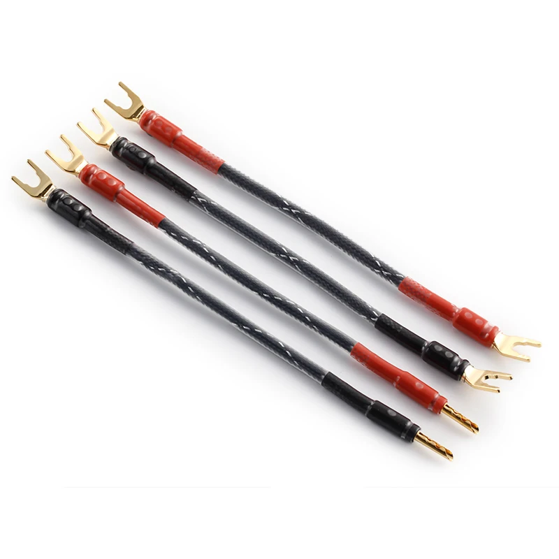 Hi-Fi MPS 99.99997% OCC + 3u Позолоченные разъемы, U-Банановый кабель для колонок, аудиокабель для динамика