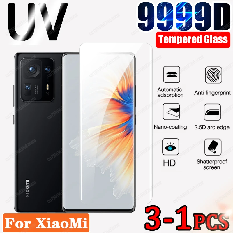 

UV Tempered Glass For Xiaomi Note10 Mi10 Mi11 Mix4 Lite Screen Protector Note 10 Pro Ultra Mi 10 11 Glass Full Cover Mix 4 Case