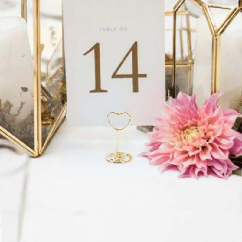 

Creative Metal Note Holder Wedding Desktop Holder Metal Shape Round Note Photo Decor Clip Love Table Peacock Metal G3S8