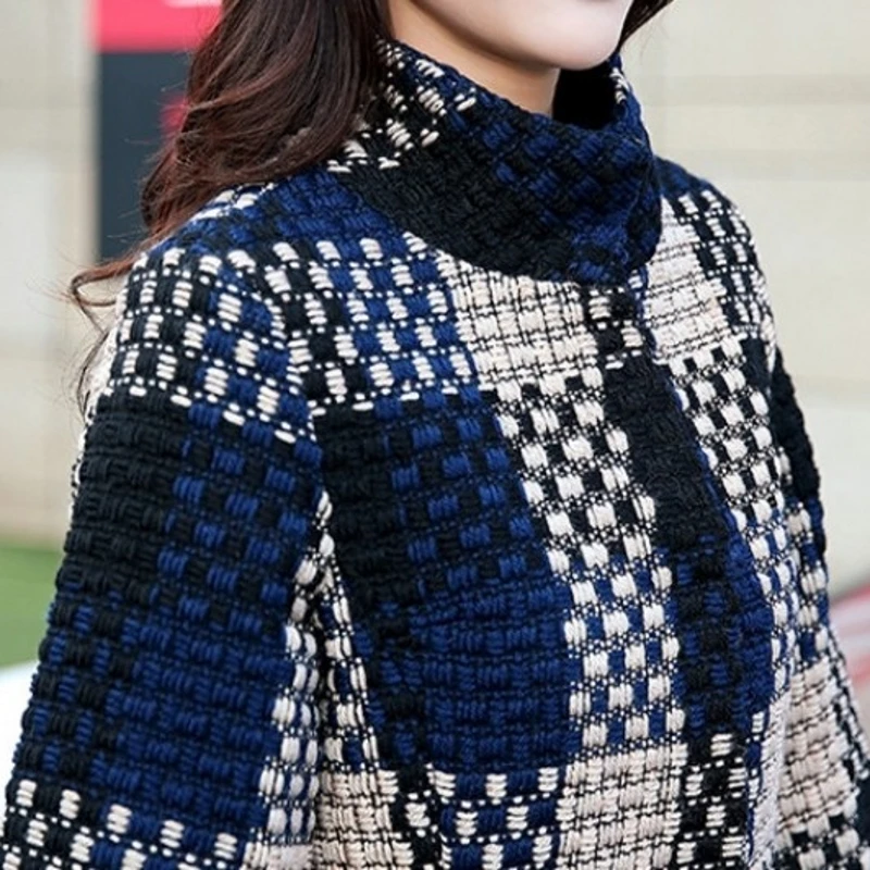 Plus Size M-4XL Plaid Long Wool Coat Womens 2020 New Autumn And Winter Korean Thick Woolen Fashion Slim Fit Jacket Female | Женская