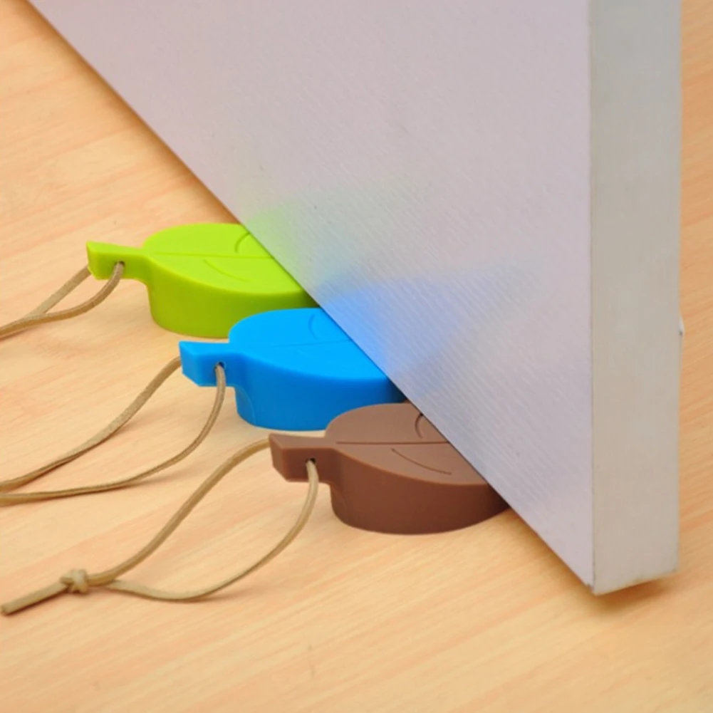 Leaves-Tope de puerta de silicona para ni&ntilde;os, anticarpeta, seguridad manual, tarjeta, colgante-5