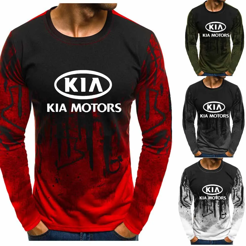 

2021 New Fashion Men's pullover KIA car logo print high quality Cotton pullover Sweatshirts Gradient Streetwear Men's tops