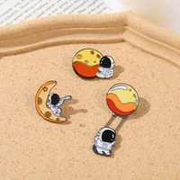 cartoon jewelry pins astronaut enamel pin custom planet exploration hot balloon metal brooch bag badge