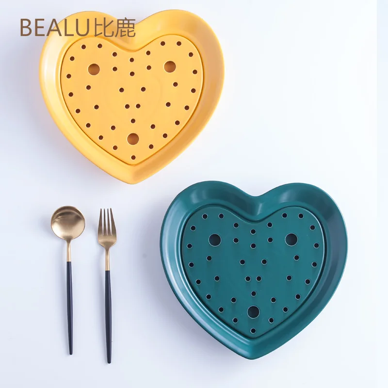 

Large dumpling plate drain double-layer plate ceramic dumpling plate ins creative deep plate dish plate household steaming plate