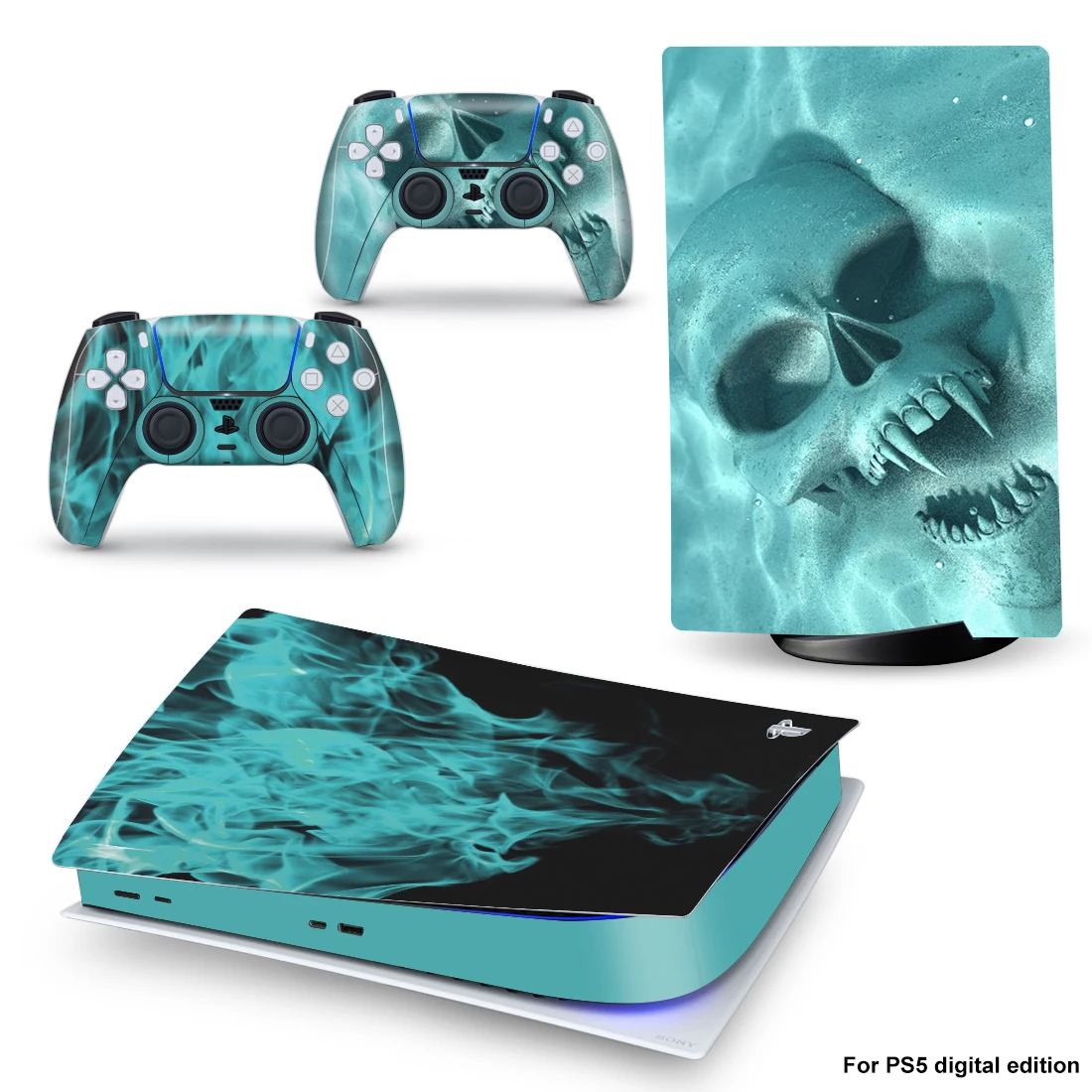 

Skull Fire Style PS5 Digital Edition Skin Sticker for Playstation 5 Console & 2 Controllers Decal Vinyl Protective Skins 3