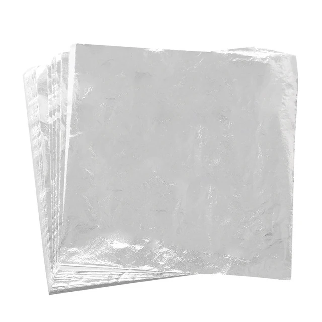 Aluminum Leaf Имитация золотого листа бумаги, листы золотой фольги, позолоченный медный алюминиевый лист для рукоделия, позолоченное украшение дома 100 шт 14x14 см - Цвет: Aluminum Leaf