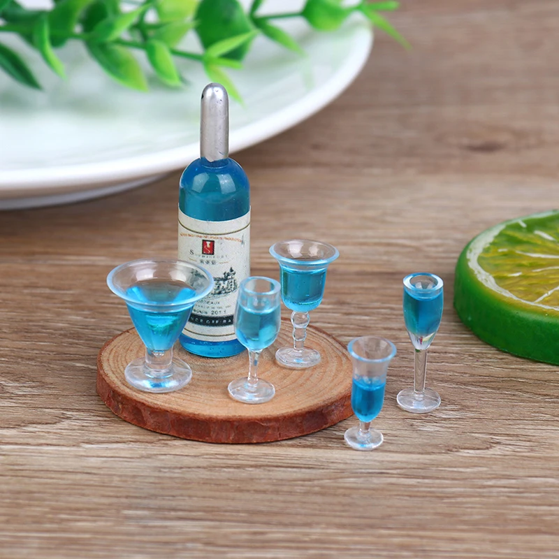 

6Pcs Various Style Mini 1/12 Dollhouse Miniature Simulation Cocktail Wine Bottles Pretend Play Doll Food Drink Accessories
