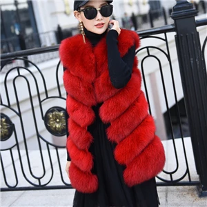 Многоцветный new real natural whole fur six-section fox vest ladies winter long warm fashion vest - Цвет: Многоцветный