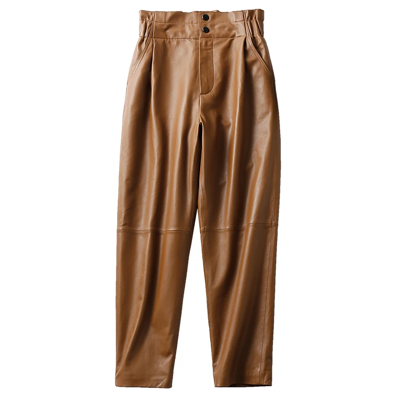 

Genuine leather women winter 2020 new fashion stlye long size straight pants