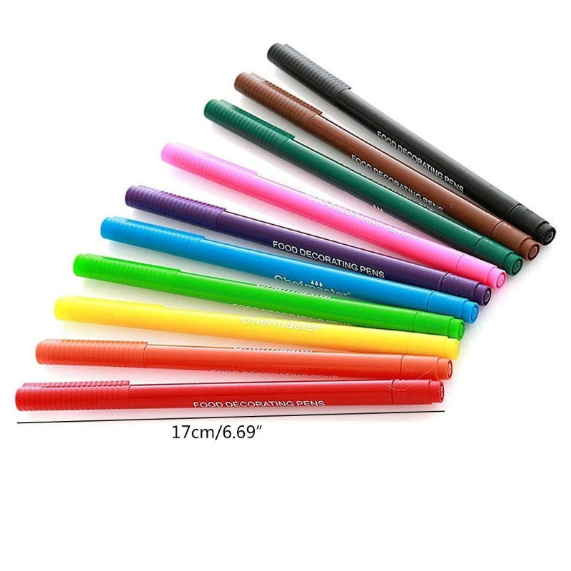 

10 Color Edible Ink Markers Fine Tip Epoxy Resin Coloring Drawing Pen Craft Tool