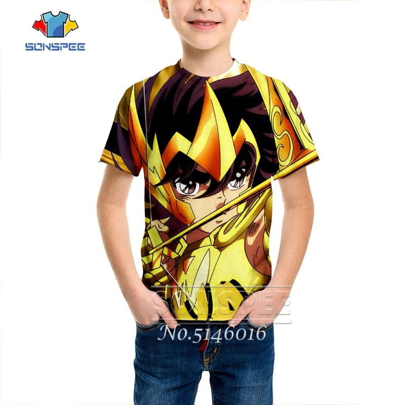 SONSPEE/футболка с 3D принтом аниме Saint Seiya Детский Пуловер В Стиле Хип Хоп Harajuku