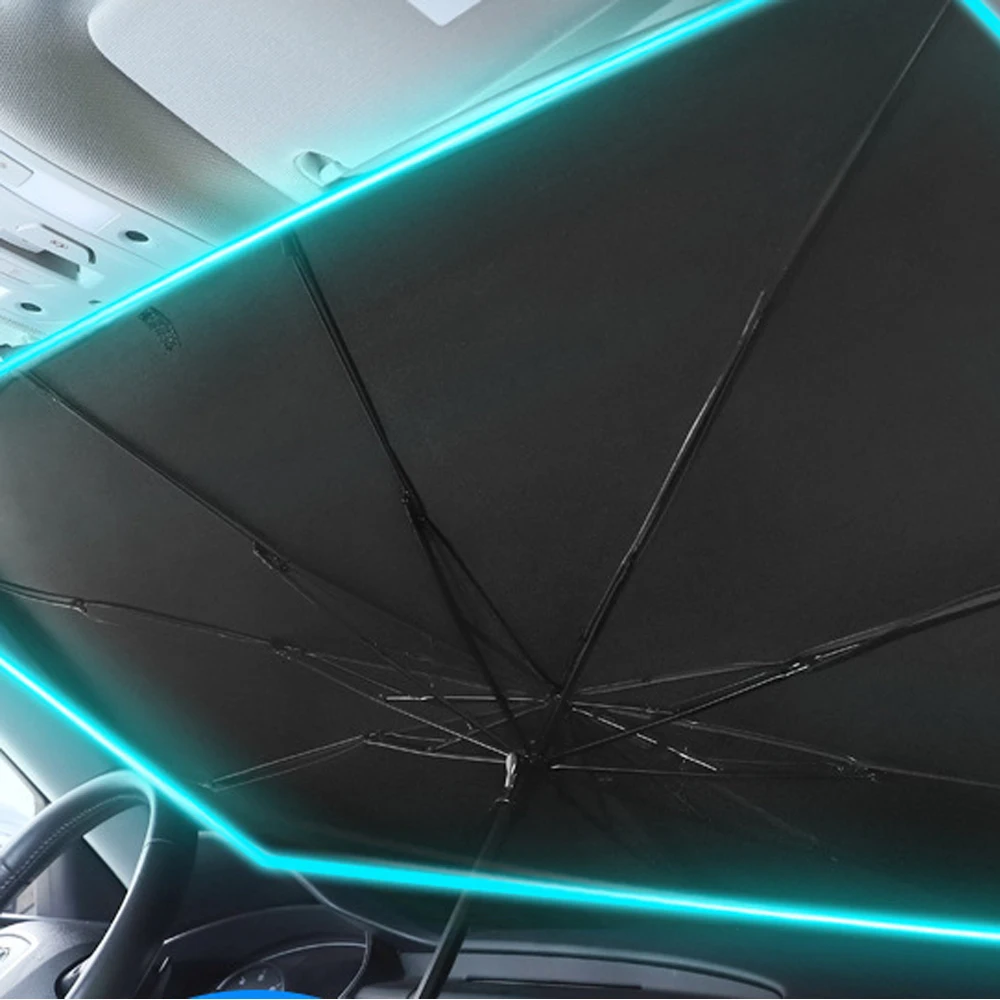 Солнцезащитный зонт на лобовое стекло автомобиля складной с защитой от УФ-лучей