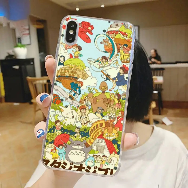 

Miyazaki Hayao Japan anime Totoro Phone Case Transparent for iPhone 6 7 8 11 12 s mini pro X XS XR MAX Plus