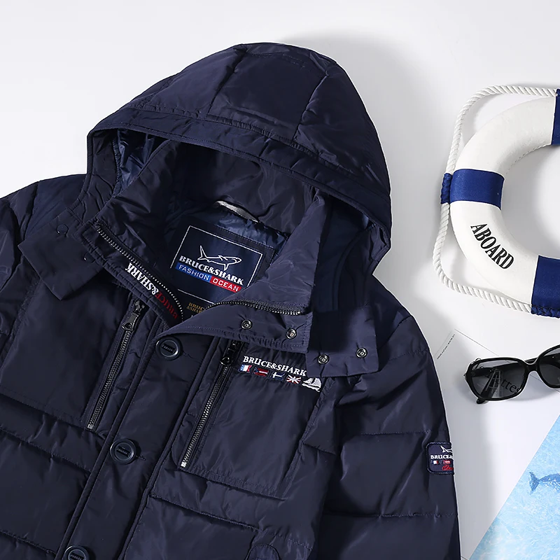 Куртка мужская пуховая с перьями пальто водонепроницаемая ветровка на 70% пуху