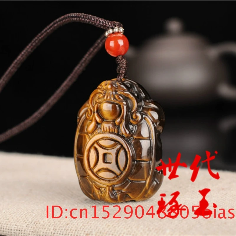 Натуральный желтый китайский Нефритовый дракон черепаха кулон тигровый глаз