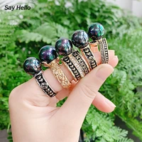 say hello hawaiian polynesian style pearl rings alloy gold plated flower rings one size finger ring jewelry size 6 13 k6102