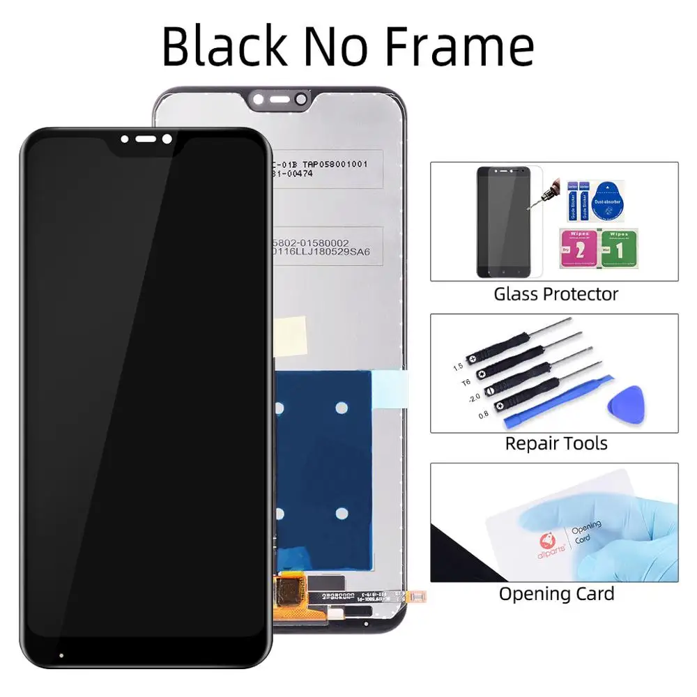No Frame Black Дисплей для Xiaomi Mi A2 Lite 6 Pro LCD в сборе с тачскрином на рамке 5.84'' черный белый - Цвет: No Frame Black