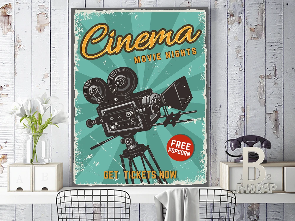 Коллекция фильмов в ретро-стиле попкорн-проектор художественные принты