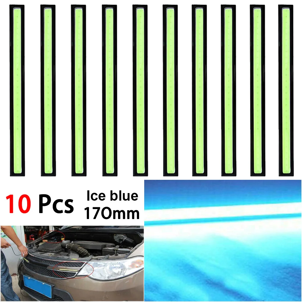 

Hot Sale 10PCS/Set Car LED Light Strip COB Daytime Running Light DC10V-12V Waterproof Fog Light 170 mm Accessories Fast delivery