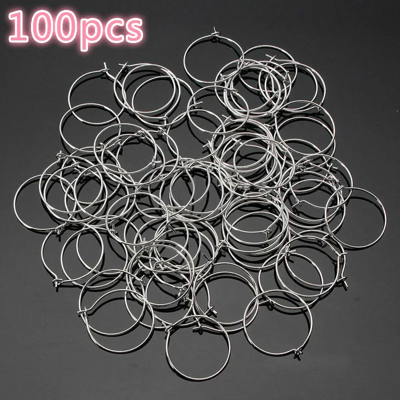 

100 шт. Серебристые Металлические очаровательные кольца для бокалов цвета шампанского, серьги, кольца из проволоки, обручи, кольца для маркир...